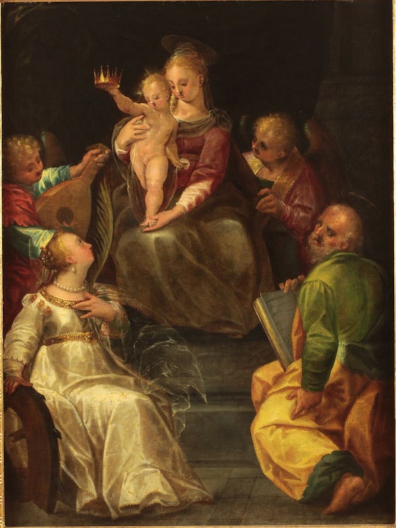La Sacra Famiglia con santa Caterina d'Alessandria e angeli